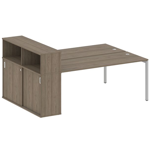 Metal System Quattro Р. ст. с шкафом-купе на П-образном м/к 40БП.РС-СШК-2.5 Т Вяз/Серый металл 2210*1475*1098 - Вид 1