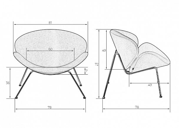 Кресло дизайнерское DOBRIN EMILY (синяя ткань AF6, черное основание) - Вид 7