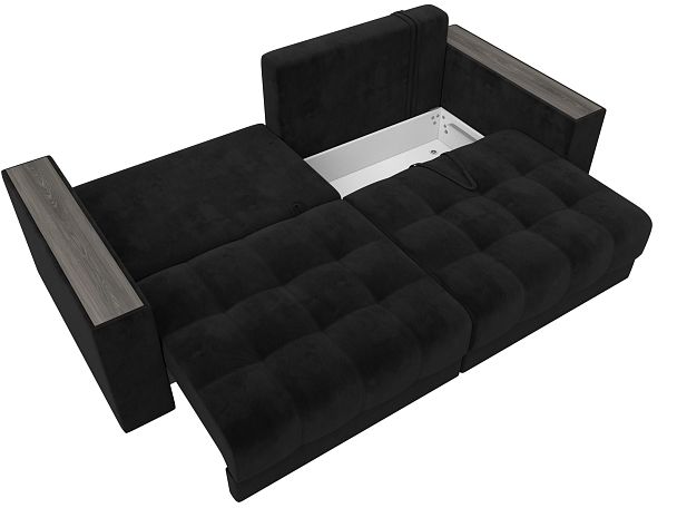 Диван прямой с декором Лига-049 НПБ Велюр черный - Вид 9