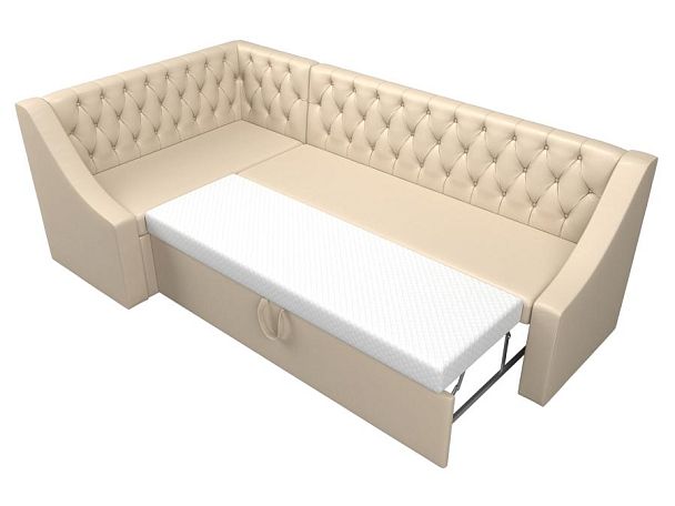 Кухонный угловой диван Мерлин левый (полностью экокожа бежевая) - Вид 6