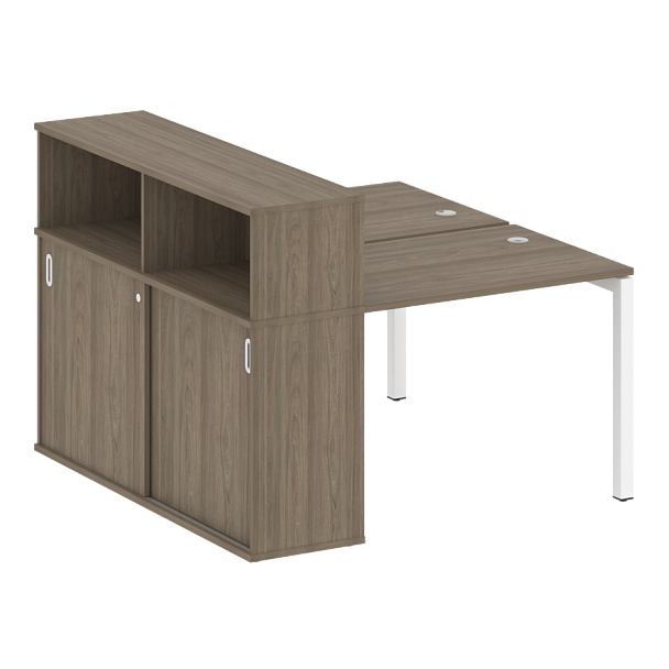 Metal System Quattro Р. ст. с шкафом-купе на П-образном м/к 50БП.РС-СШК-2.1 Т Вяз/Белый металл 1410*1475*1098 - Вид 1