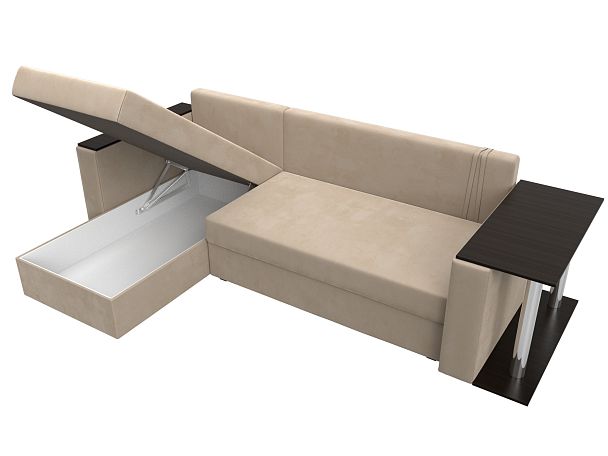 Угловой диван Атланта Лайт левый (полностью велюр бежевый) - Вид 9