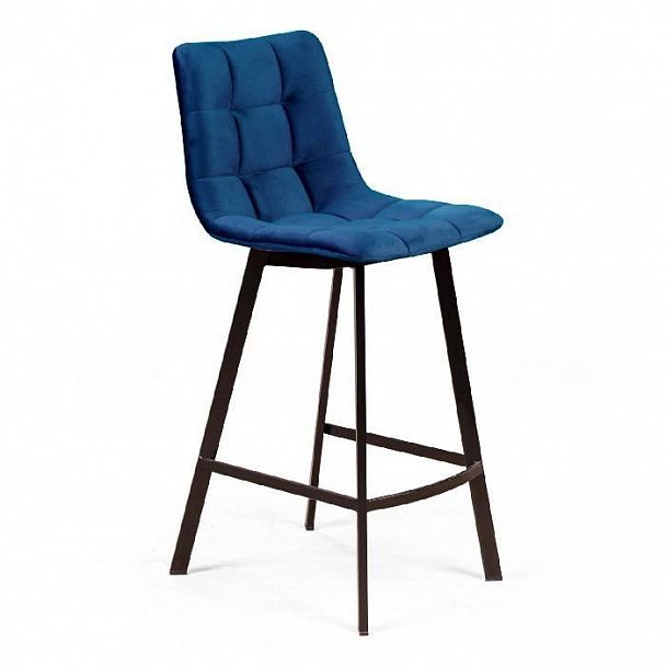 Стул полубарный UNO, бархат синий 29 / черный профиль - Вид 1