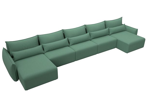 Диван п-образный Лига-051 НПБ МегаЛонг Рогожка зеленый - Вид 6