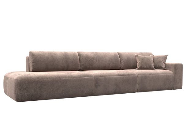 Диван прямой Лига-036 НПБ Модерн Лонг подлокотник справа Велюр бежевый - Вид 1