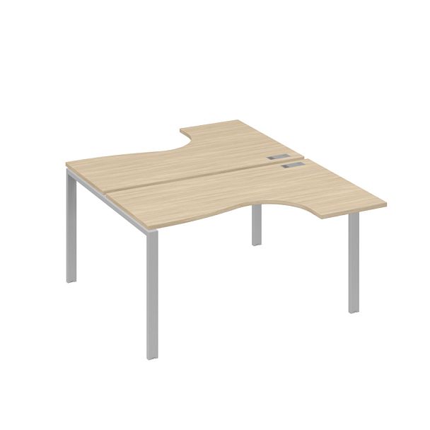 Рабочая станция (2х140) опоры UNO столы Классика A4 А4 Б1 181 БП дуб скандинавский / металлокаркас серый - Вид 1