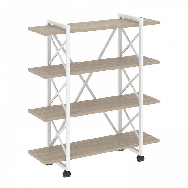 Стеллаж на колесах "Loft" VR.L-MST.K-4.8V дуб аттик/белый - Вид 1