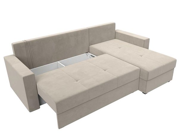 Диван угловой Верона Лайт угол правый (полностью микровельвет бежевый) - Вид 7