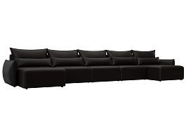 Диван П-образный Лига-051 НПБ МегаЛонг Экокожа коричневый - Фото предпросмотра