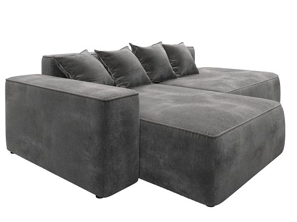Диван угловой Лига-065 угол левый Велюр серый - Вид 3