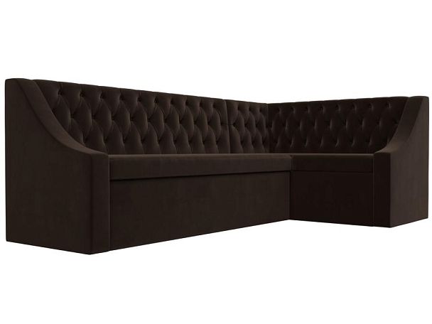 Кухонный угловой диван Мерлин правый (полностью микровельвет коричневый) - Вид 3
