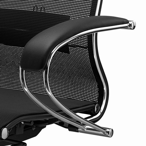Кресло офисное МЕТТА "К-12", хром, ткань-сетка, сиденье и спинка регулируемые, черное - Вид 11