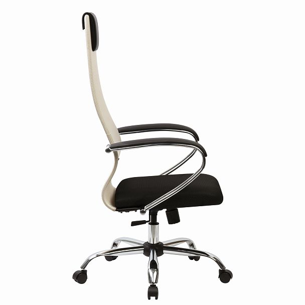 Кресло офисное BRABIX PREMIUM "Ultimate EX-800" хром, плотная двойная сетка Х2, черное/бежевое, 532913 - Вид 4
