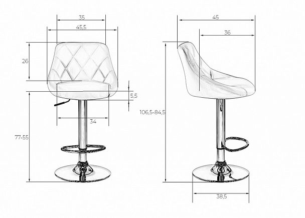 Стул барный DOBRIN LOGAN BLACK (синий велюр (MJ9-117)) - Вид 10