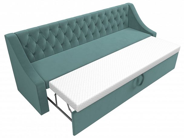 Кухонный прямой диван Мерлин (полностью велюр бирюзовый) - Вид 6