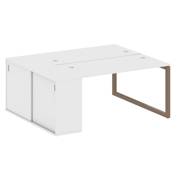 Metal System Quattro Р. ст. с шкафом-купе на О-образном м/к 50БО.РС-СШК-1.3 Т Белый/Мокко металл 1810*1475*750 - Вид 1