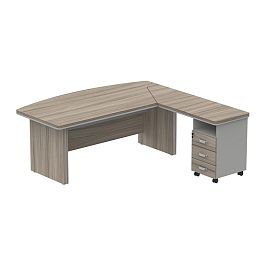 Стол руководителя с тумбой L,R 1800 Берлин Дрифтвуд СРТ 18-200 - Фото предпросмотра