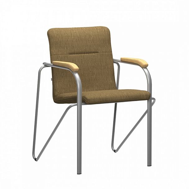 Стул Самба, MAKRO 032, подлокотники-лак, цвет каркаса-серебро - Вид 1