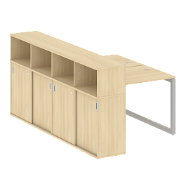 Metal System Quattro Р. ст. с шкафом-купе на О-образном м/к 50БО.РС-СШК-4.1 Т Акация/Серый металл 1410*2332*1098 - Фото предпросмотра