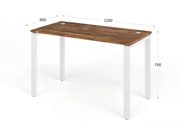 TANDEM RTD060-MK-120-SH Стол прямой на металлокаркасе ун-й 1200х600х750 Таксония шоколадная/Белый - Вид 2