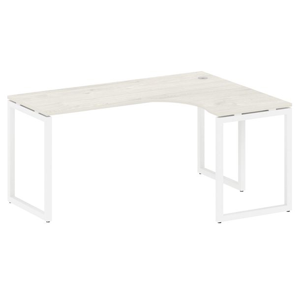 Metal System Quattro Стол криволинейный правый на О-образном м/к 40БО.СА-4 (R) Дуб наварра/Белый металл 1600*1200*750 - Вид 1