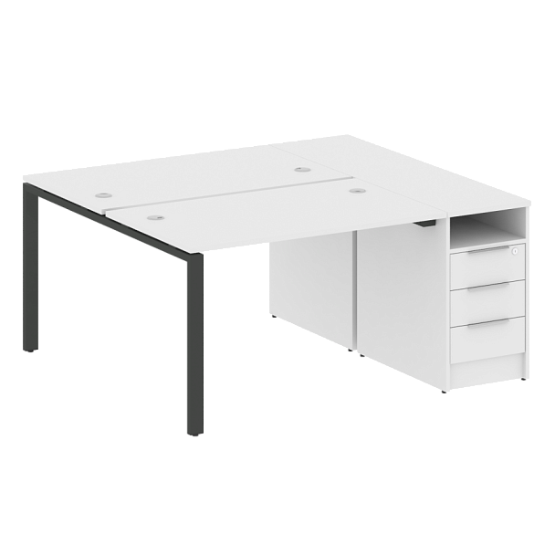 Metal System Р. ст. с тумбой на П-образном м/к БП.РС-СТП-2.2 Белый/Антрацит металл 1612*1475*750 - Вид 1