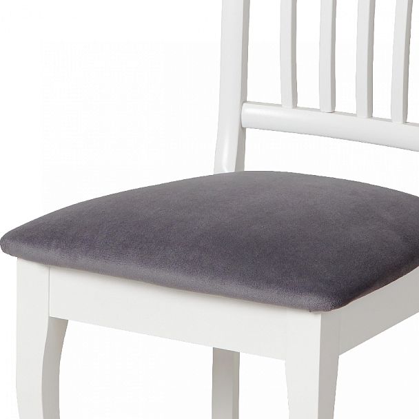 Комплект деревянных стульев с мягким сиденьем Элин Белый/Серый велюр, 2 шт. - Вид 9