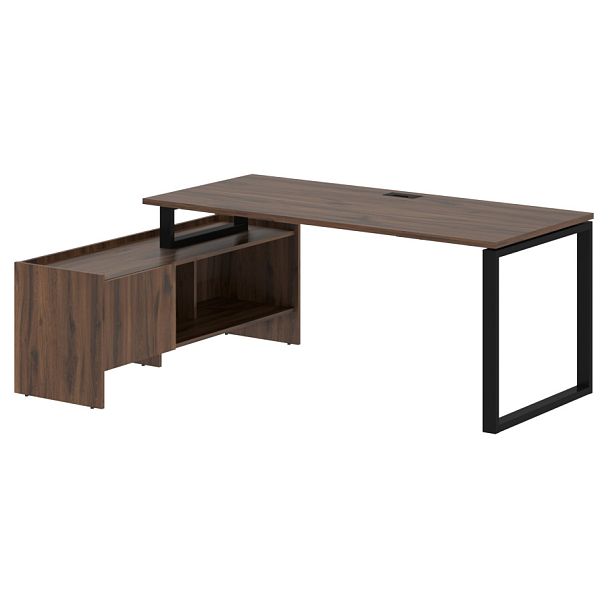 Стол с тумбой EQCT 19814 Дуб Денвер темный/Черный 1960х1400х750 EDIS - Вид 1