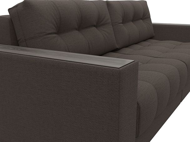 Диван прямой с декором Лига-049 НПБ Рогожка коричневый - Вид 4