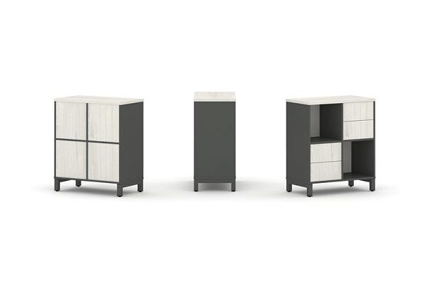 Style Project Набор стеллажа 1 сторон., 2 яр. SN.NS-221 Антрацит/Дуб Наварра/Металл Антрацит 754*400 - Вид 1