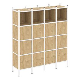 Loft Прямой стеллаж наборный VR.L-09 Тиквуд светлый/Белый металл 1694*446*1869 - Фото предпросмотра