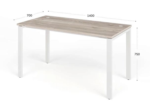 TANDEM RTD064-MK-140-MA Стол прямой на металлокаркасе ун-й 1400х700х750 Дуб Маувелла/Белый - Вид 2