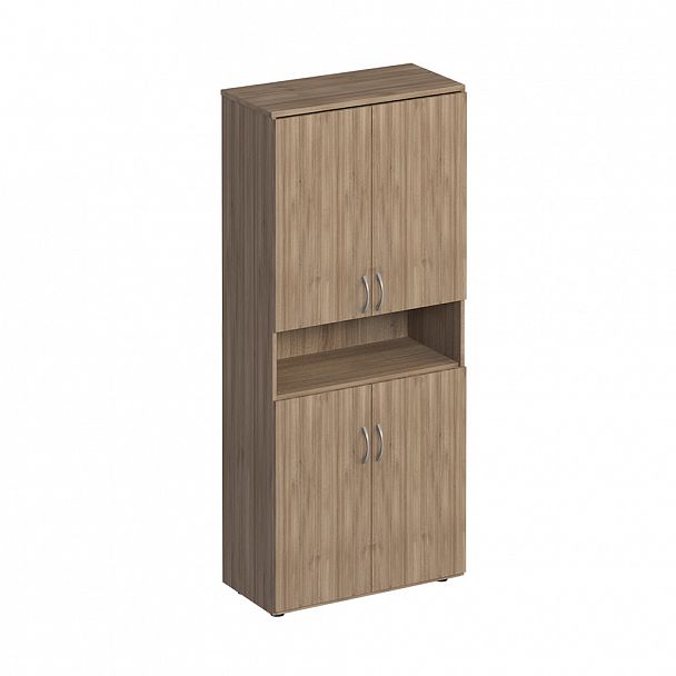 Шкаф для документов закрытый 4-дверный с нишей "Комфорт" К 374  дуб шамони темный - Вид 1