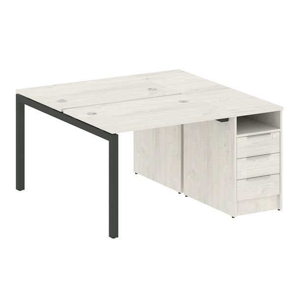 Metal System Quattro Р. ст. с тумбой на П-образном м/к 50БП.РС-СТП-2.1 Дуб наварра/Антрацит металл 1412*1475*750 - Вид 1