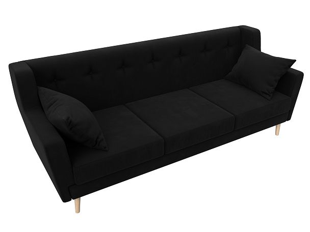 Прямой диван Брайтон 3 (полностью микровельвет черный) - Вид 5