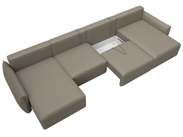 Диван П-образный Лига-051 НПБ Лонг Экокожа бежевый - Вид 7