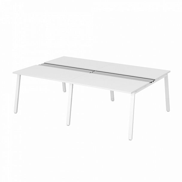 Рабочая станция на металлокаркасе с щетками "Столы для персонала" ПК-ТНП-СР280Х160Н4/МКА/БЭ/КК-В2-1051 белый - Вид 1