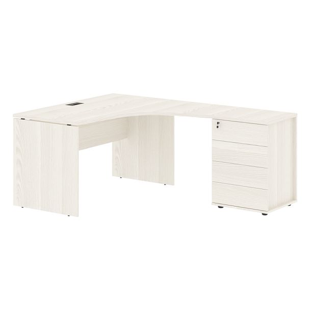 Стол эргономичный с тумбой EDCET 1318(R) Ясень Траун/Мокко 1360х1880х750 EDIS - Вид 1