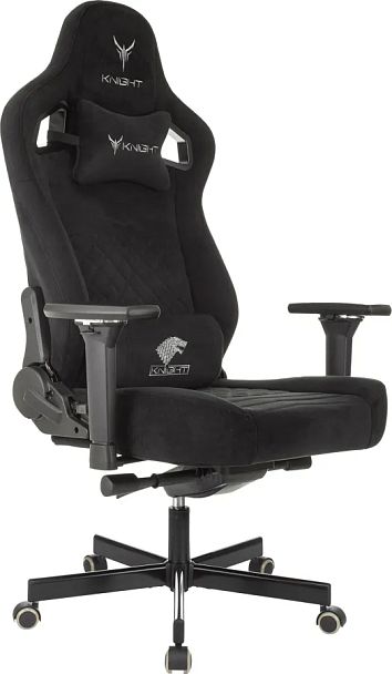 Кресло игровое Knight Hunter черный Alfa Black искусственная замша с подголов. крестов. металл - Вид 1