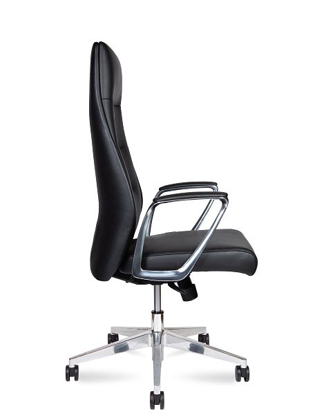 Кресло офисное / Nancy black / алюминиевая  база / черная экокожа - Вид 4