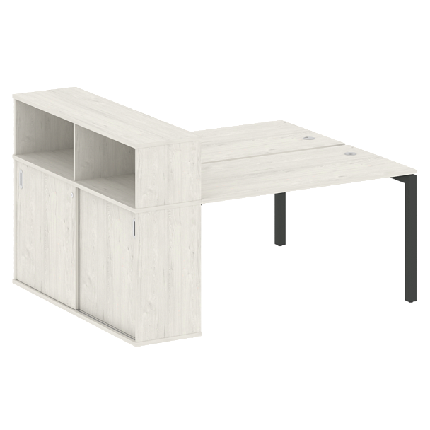 Metal System Quattro Р. ст. с шкафом-купе на П-образном м/к 50БП.РС-СШК-2.3 Т Дуб наварра/Антрацит металл 1810*1475*1098 - Вид 1