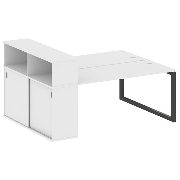 Metal System Quattro Р. ст. с шкафом-купе на О-образном м/к 50БО.РС-СШК-2.4 Т Белый/Антрацит металл 2010*1475*1098 - Вид 1