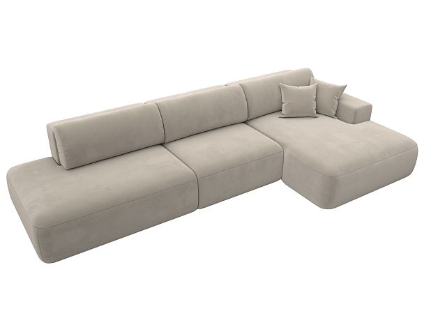 Диван угловой Лига-036 Модерн Лонг правый угол Микровельвет бежевый - Вид 5