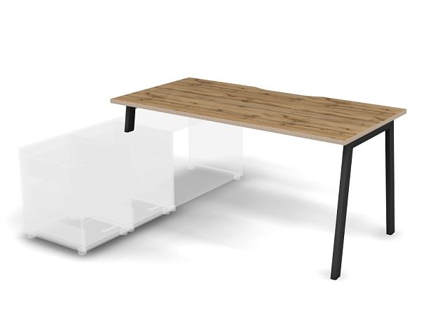 MATRIX 121B102-A Стол прямой, опора на тумбу, вырез. (А-опоры) 1580х780х775 Дуб Крафт/Темно-серый - Вид 1