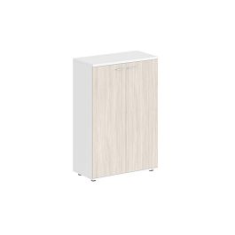 Шкаф средний 800х400х1200, 2-х дв., з.ст HDF / корпус: белый; фасады: дуб светлый Сигма / Sigma - Фото предпросмотра