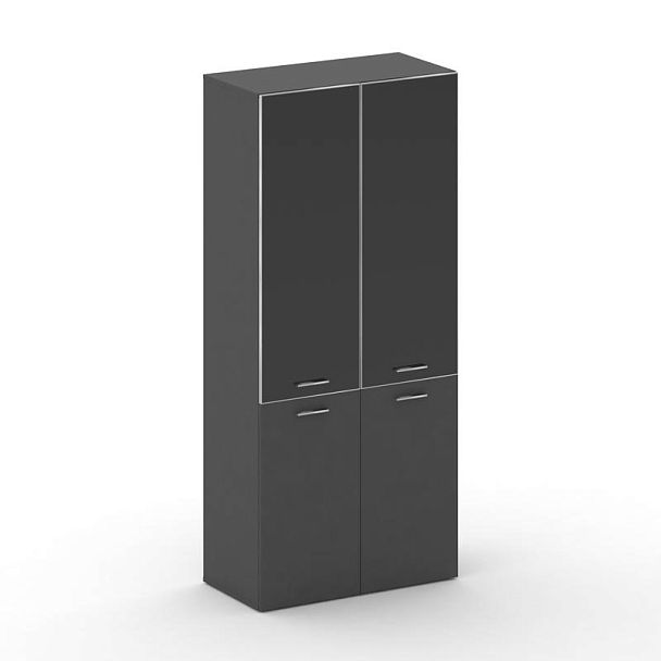 Fresco Шкаф широкий высокий FRU.ST-101 black Базальт UM/Лакобель Черный/Хром 896*460*2000 - Вид 1