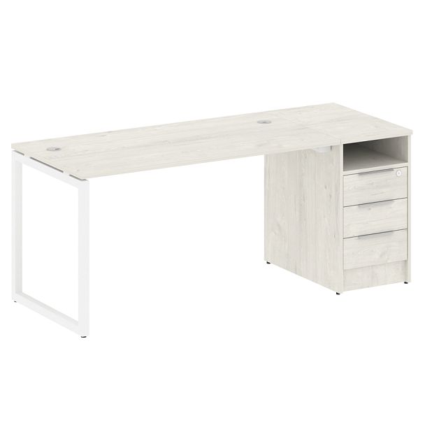 Metal System Quattro Р. ст. с тумбой на О-образном м/к 40БО.РС-СТП-1.3 Дуб наварра/Белый металл 1812*720*750 - Вид 1