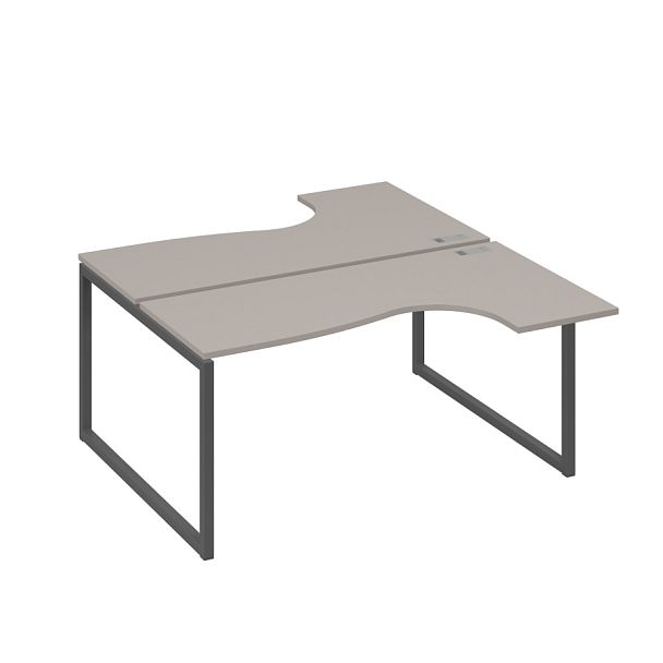 Рабочая станция QUATTRO (2х160) столы Классика эргономичные A4 А4 Б4 182 БП мокко премиум / металлокаркас антрацит - Вид 1