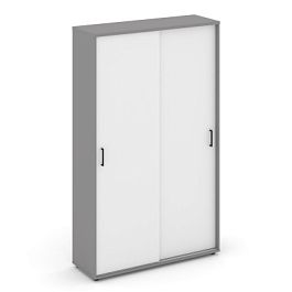 Стайл Проджект Шкаф-купе комбинированный SN.SHK-002 Серый Пепел/Белый/Черный Ручки 1200*400*1982 - Фото предпросмотра