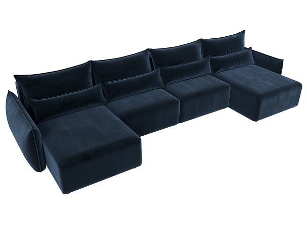 Диван П-образный Лига-051 НПБ Лонг Велюр синий - Вид 6